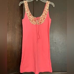 Free People tie front ribbed tank top large long waist